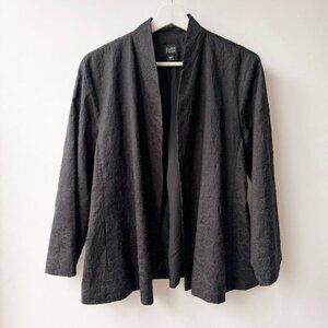 Eileen Fisher Embroidered Silk Jacket – Black Silk Jacket Size L